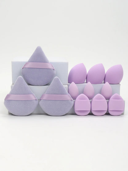 12-Piece All-Purpose Makeup Sponge Set, Made of 3 Loose Powder Puffs, 3 Mini Air Cushion Puffs, 3 Beauty Eggs and 3 Mini Beauty.