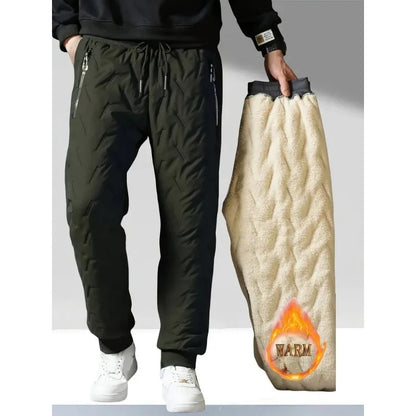 UETEEY Winter Thermal Fleece Pants Men Plush Lambswool Thicken Warm Waterproof Trousers Man Casual Windproof Joggers Sweatpants.