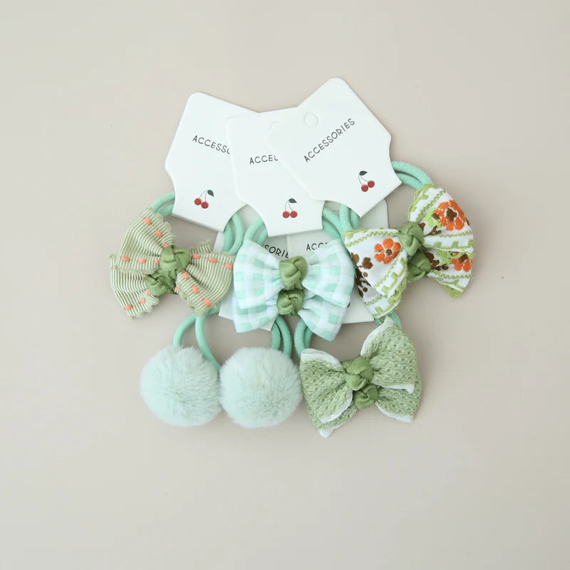 10Pcs/Lot, Elastic Hair Bow Clips for Children, Children's Headwear Hair Accessories for girls, Cute Hair ties, Lovely Hair Rope