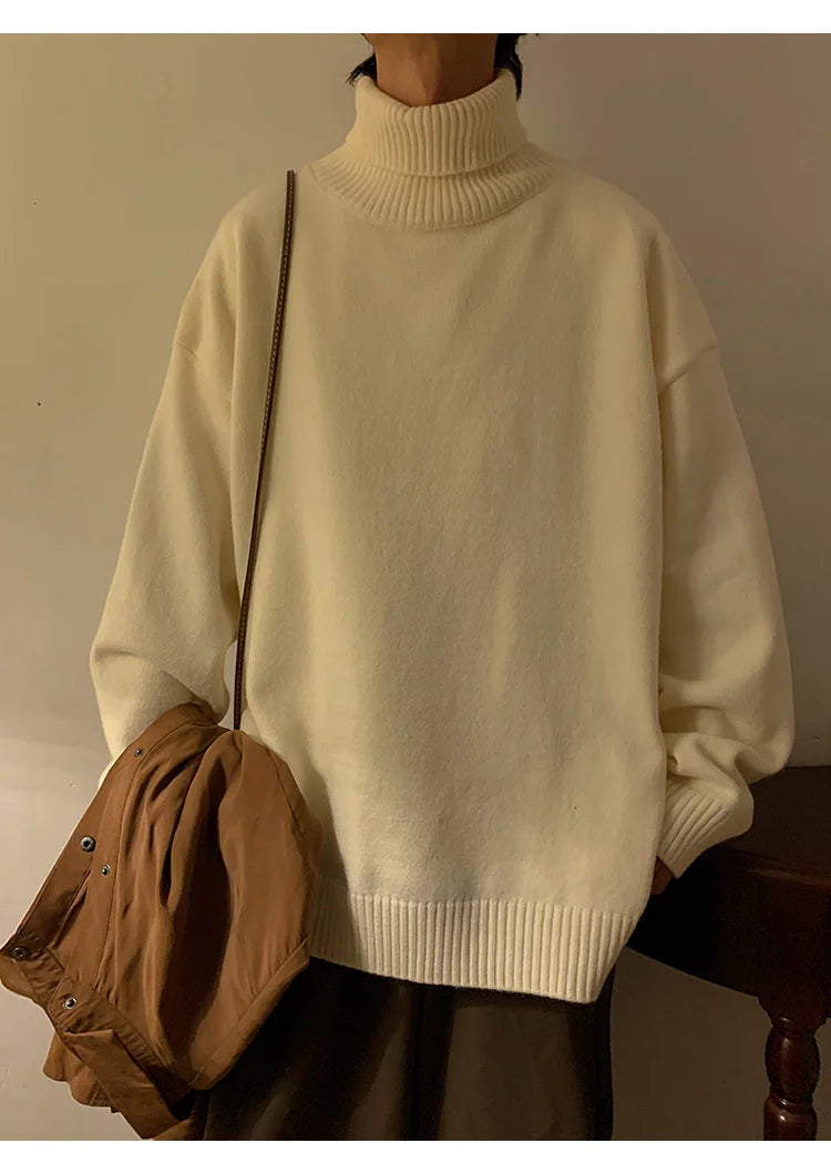 Turtleneck Men's Sweater Autumn 2025 New Knitted High Neck Pullover Streetwear Comfortable Fitness Tops Clothing Knitwear.