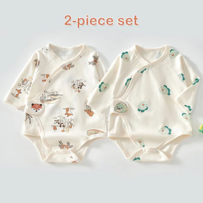 Ircomll 2-teiliger Frühlings- und Herbst-Body für Neugeborene, Baumwolle, langärmelig, Kleidung, Säuglingskleidung, Pyjama, Overalls für Mädchen und Jungen, 0–6 Monate