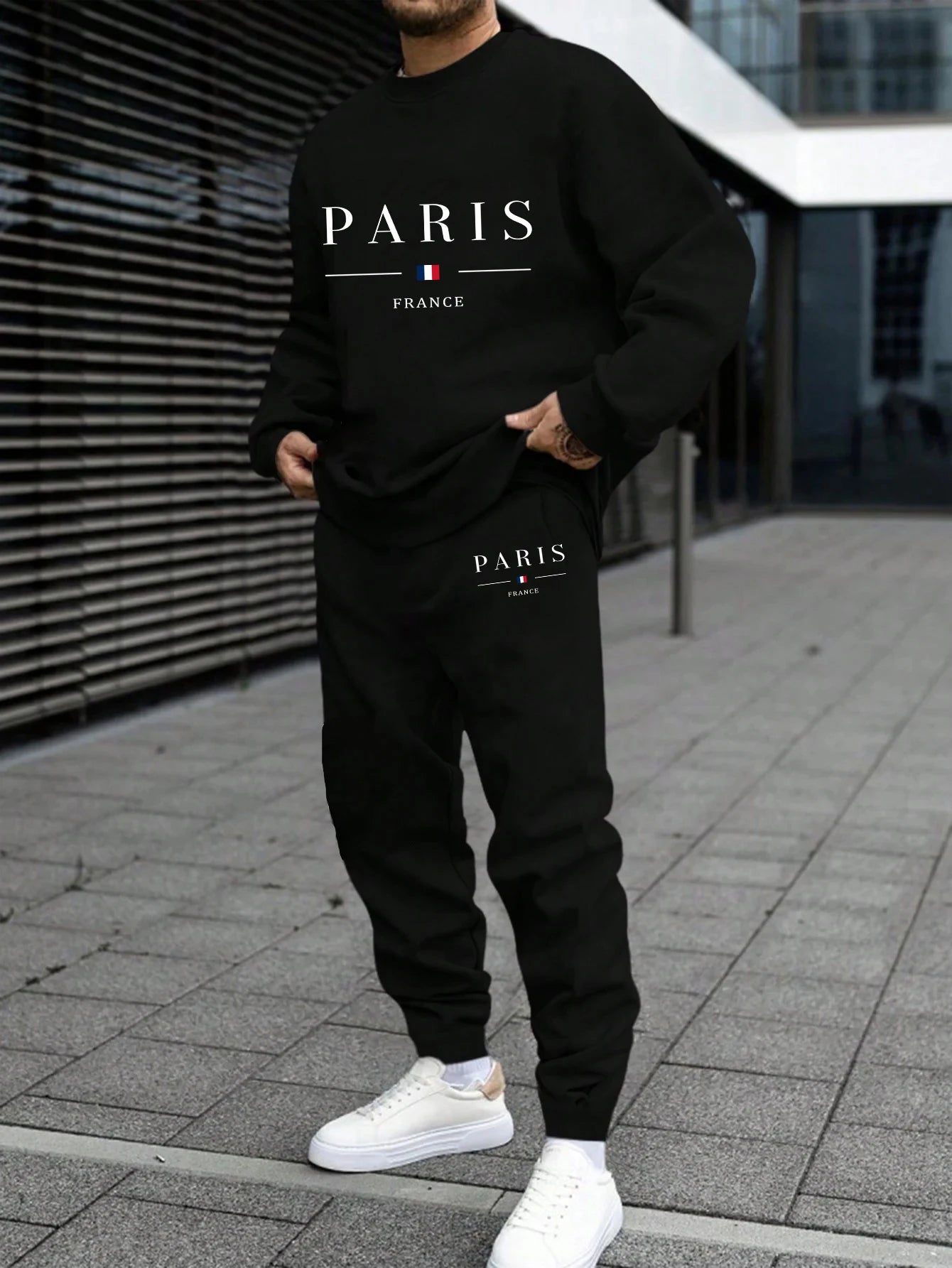 Mens Tracksuit Letter Print Single Piece O Neck Sweatshirt Sweatpants Daily Casual Office Man Clothing Sports Jogging Streetwear.