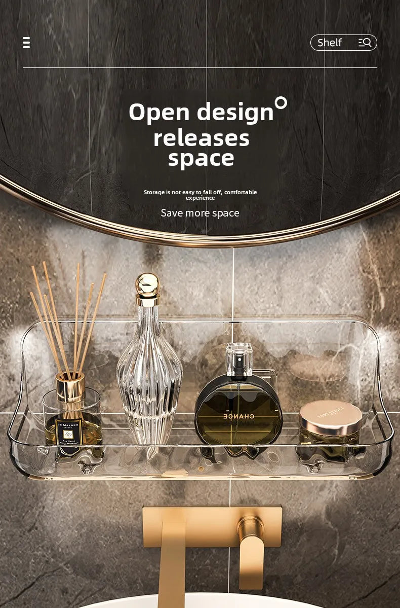 Kein Bohren, Acryl-Badezimmerregal, Wandmontage, Dusch-Organizer für Shampoo, Kosmetik, platzsparendes WC-Aufbewahrungsregal, Eckregal