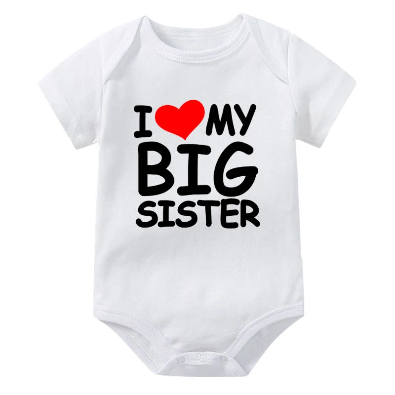 I Love My Big Sister Print Neugeborenen Baby Body Lustige Infant Jungen Mädchen Strampler Kurzarm Mode Baumwolle Baby Overall Outfit.