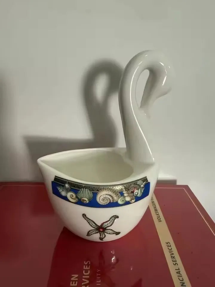 Luxury Blue Ocean Bone China Dishes Plates Western Clubhouse Upscale Heart Of The Sea Ceramic Tableware Decorative Plate