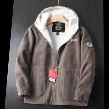 2024 Brand Winter Fleece Jacket Men's Casual Thickened Wool Jacket high quality Design Warm Fashion Hooded Coat Outdoor Ski Suit.