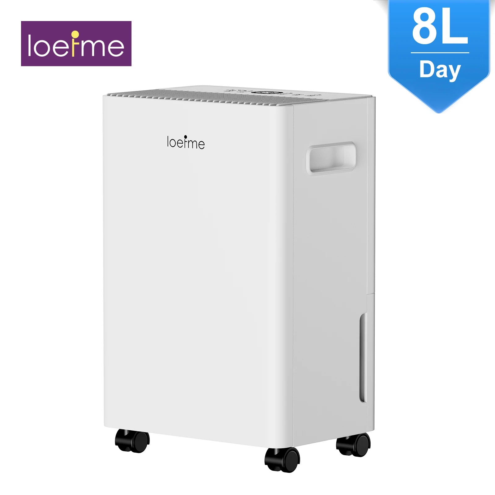 LOEFME 8L/Day Air Dehumidifier Moisture Absorber Home Air Dryer 1.5L Water Tank with 3M Hose For Home Basement Bathroom Wardrobe.