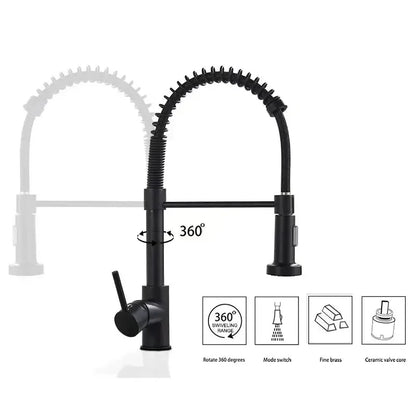 Matte Black Pull Down Kitchen Faucet Chrome Dual Modes Nozzle Hot Cold Water Mixer Crane Tap Brass Spring Kitchen Sink Faucets