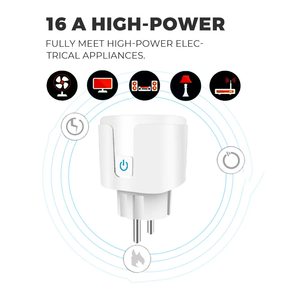 Smart Plug WiFi Buchse EU 16A/20A Mit Power Monitor Timing Funktion Tuya Smart Leben APP Steuerung Funktioniert mit Alexa Google Hause.
