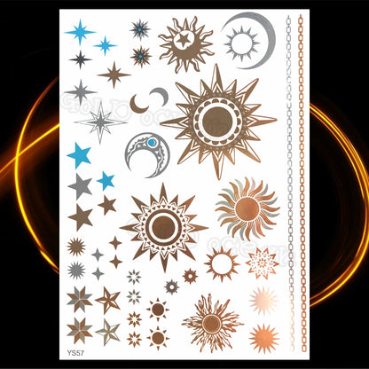 1PC Summer Style Men Women Body Art Gold Metallic Tattoo Sticker HYS-101 Chain Bracelet Fake Jewelry Waterproof Temporary Tattoo