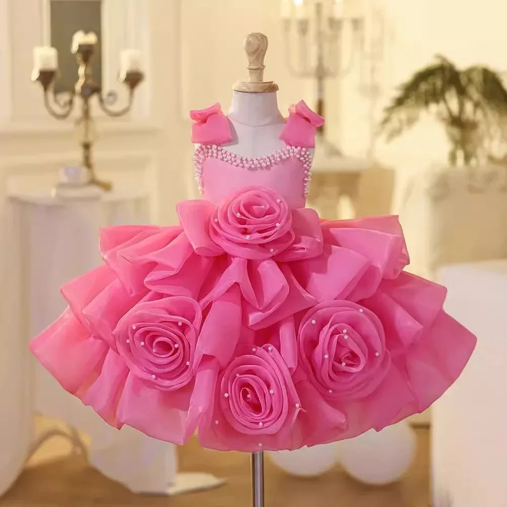2025 Prinzessinnenkleid zum ersten Geburtstag für Mädchen, neue Hochzeit, Blumenmädchen, Klavieraufführung, Host-Kleid, Party-Kleidung, Outfits, passendes Bankett.