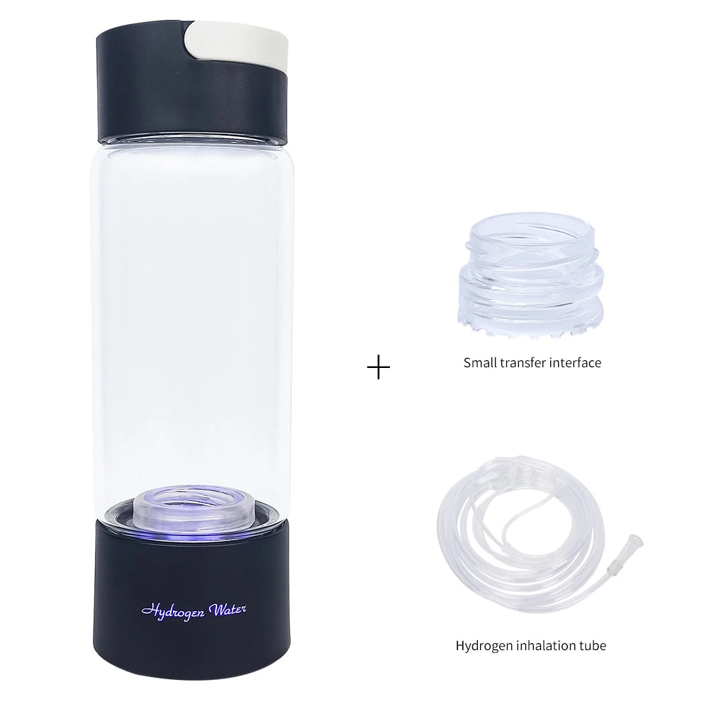 Max 3000ppb Hydrogen Rich Water Generator- 3 in 1 use(Breath with tube) DuPont SPE+PEM Dual Chamber H2 electrolysis Water Bottle.