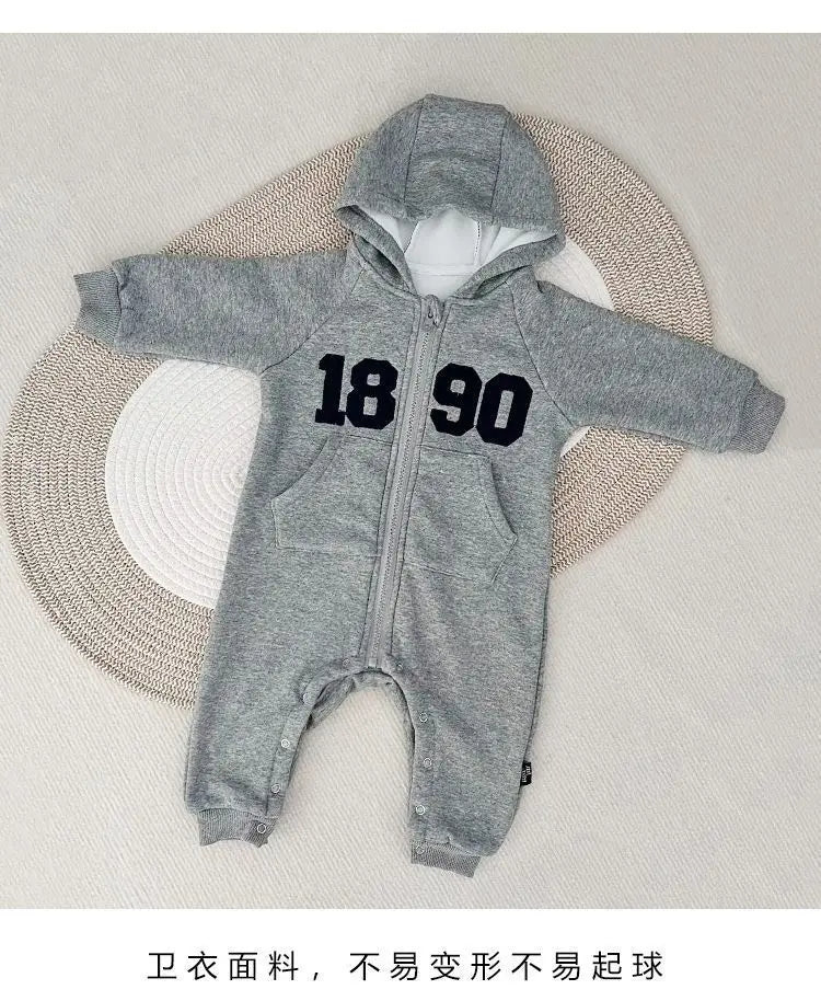 2024 herbst Baby Jungen Casual Print One Piece Langarm Strampler Infant Kleinkind Sport Overall.