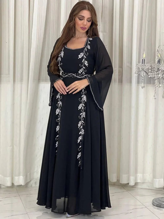 Eid Mubarak Abaya für muslimische Frauen Stickerei Langes Maxikleid Türkei Party Kaftan Arabische Robe Dubai Saudi Islamischer Kaftan Jalabiya.