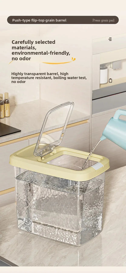 Food Grade Press to Open Seal Moisture Proof Insect Resistant Large Capacity Grain Storage Box Home Use Rice Tub for Grains.