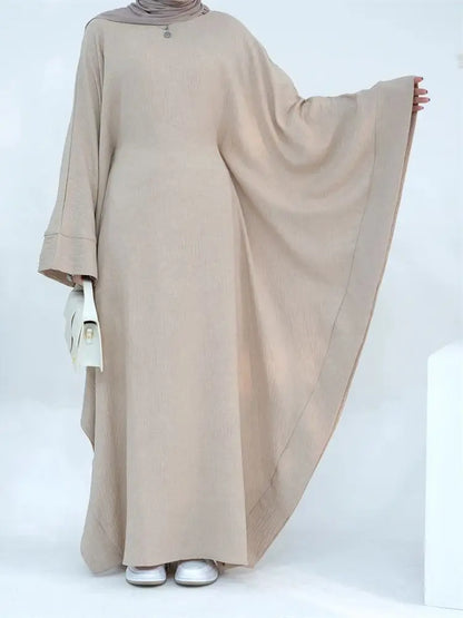 Ramadan Dubai Women Cotton Linen Khimar Abaya Saudi Arabia Turkey Islam Muslim Maxi Modest Dress Kebaya Robe Femme Musulmane
