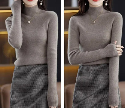 Solide Hälfte Rollkragen Stricken Pullover Frauen Herbst Winter Koreanische Langarm Pullover Mode Alle Spiel Dicke Warme Dünne Jumper Neue.