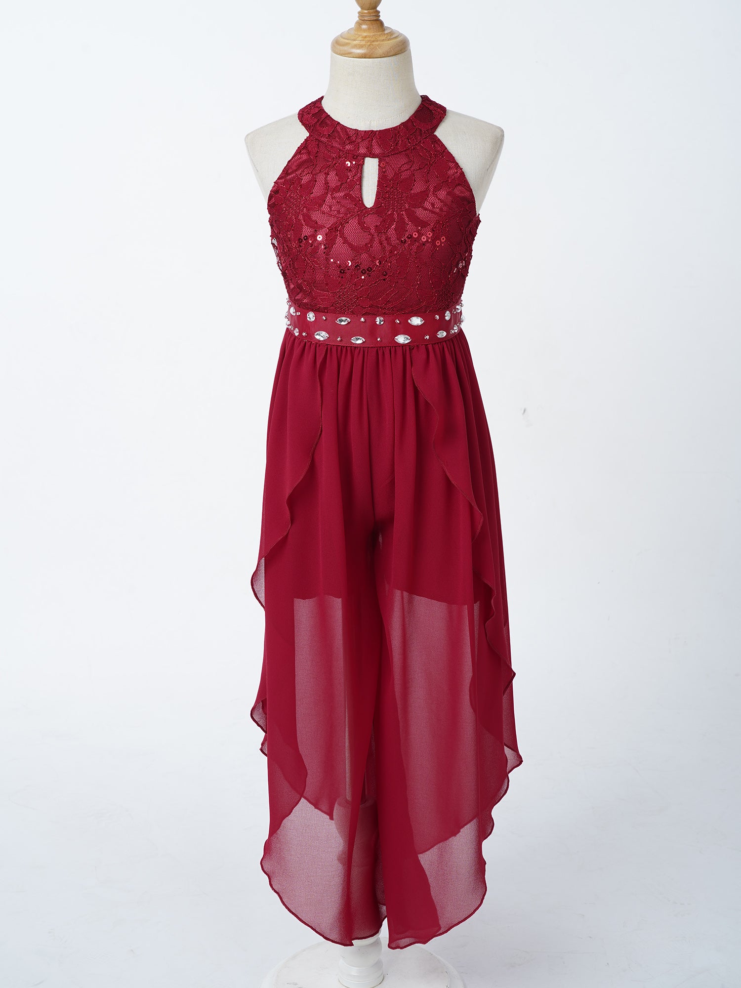 Sommer Mädchen Ärmellosen Chiffon Maxi Kleid Shiny Perlen Spitze Gebaut-in Shorts Party Kleid für Hochzeit Geburtstag Dance Leistung.