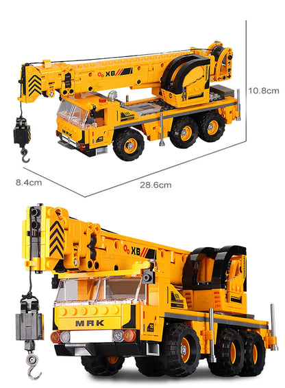HUIQIBAO Engineering Truck Building Blocks Vehicle Excavator Bulldozer Crane Car Bricks City Construction Toys For Children Boys.