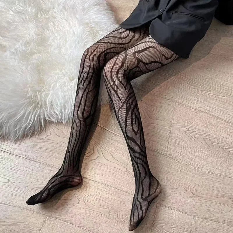 Women Sexy Patterned Fishnet Geometric patterns Pantyhose Slim Legs Long Mesh Tights Ladies Transparent Retro Fish Net Leggings.