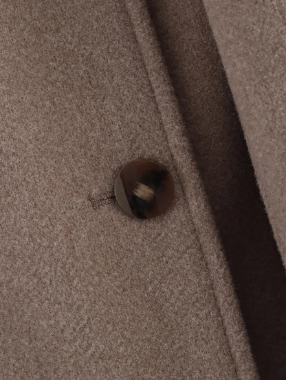 Women Fashion Brown Scarf Coat Jacket Loose Long Sleeve Single Breasted Pocket Jacket Fall/Winter Casual Wool Blend Jacket