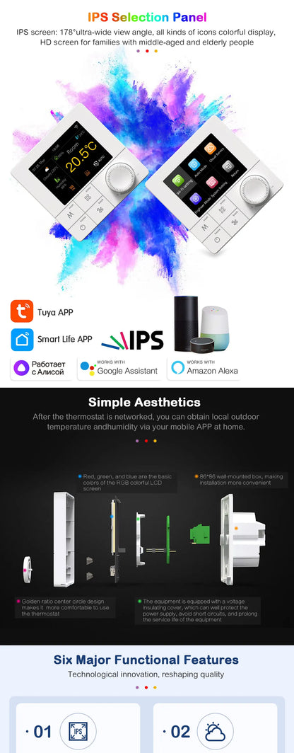 Tuya WIFI Thermostat Electric/Water/Gas Boiler Floor Heating Control Temperature Remote Controller Smart Life Google Home Alexa.