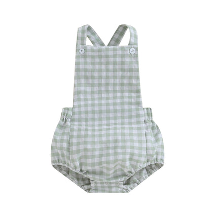 Tregren 0-24M Neugeborene Baby Mädchen Jungen Sommer Bodys Ärmel Plaid Gestreiften Muster Druck Overalls Säuglingsspiel Outfits.