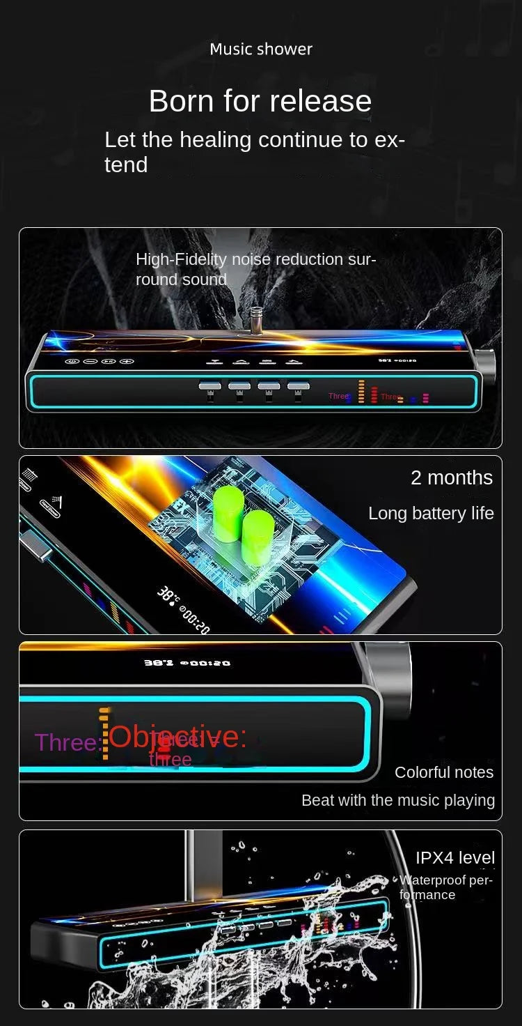 Bluetooth Music Digital Bathroom Shower System Ambient Lighting thermostatic Digital Bathroom Shower Set Faucets Accessories