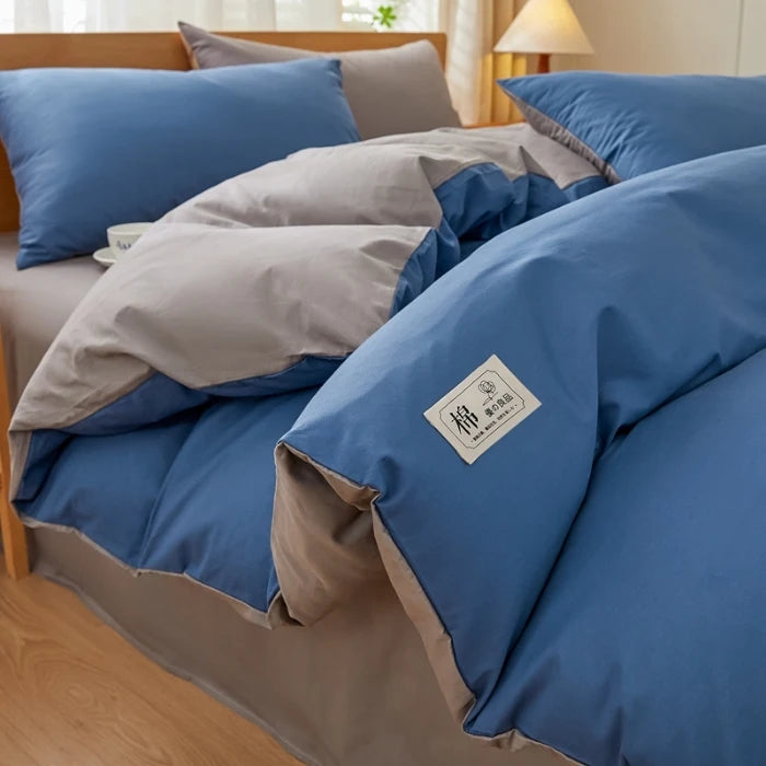 2025 new solid color matching pure cotton quilt cover bed four-piece set student dormitory 3-piece set available in all seasons