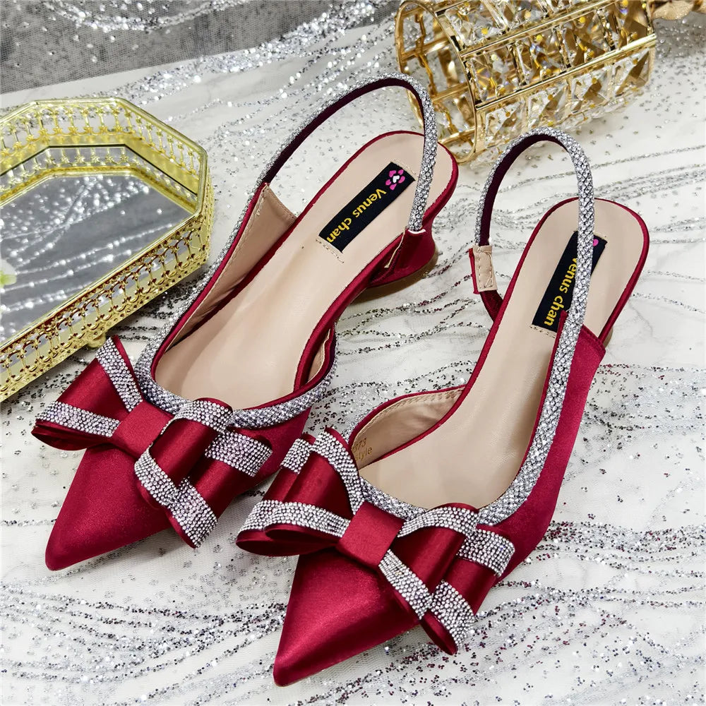 New Arrival Elegant African Party High-heeled Shoes Chain Decoration Trendy Women's Sandals Nigerian Women Wedding Pumps