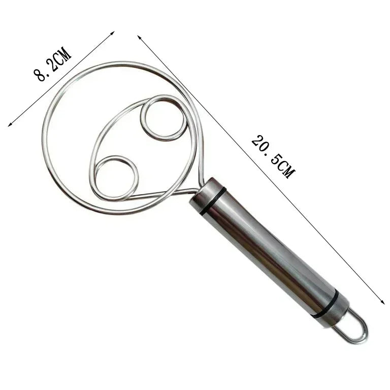 Cake Tools Danish Dough Whisk Stainless Steel Dutch Bread Dough Hand Mixer Wooden Handle Kitchen Baking Tools Artisian Blender.