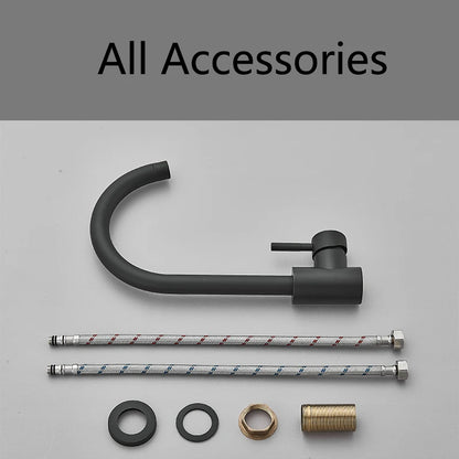 Matte Kitchen Faucet Deck Sinks Faucet High Arch 360 Degree Swivel Cold Hot Mixer Water Tap