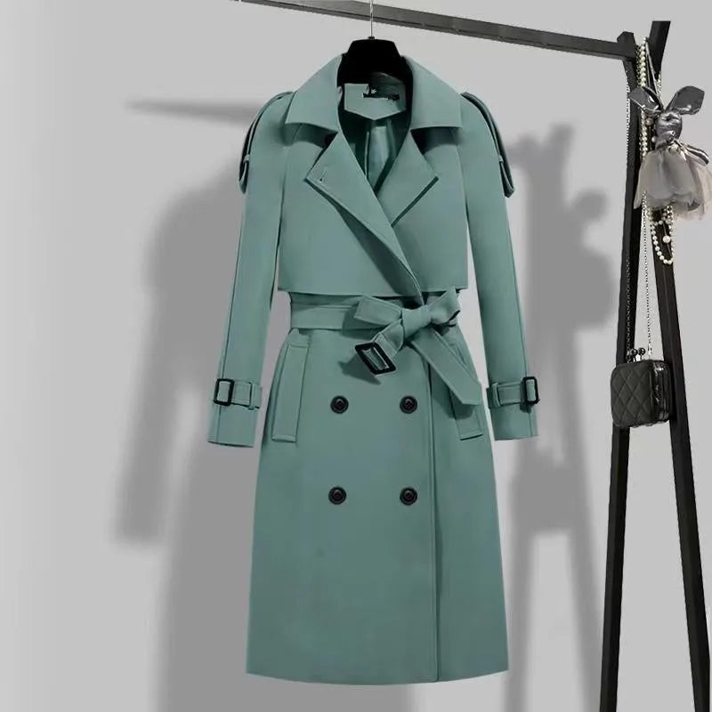 Lässige Langarm-Oberbekleidung, Trenchcoat für Damen, 2024, Herbst-Winter-Mode, Schnürung, lang, neu in Mänteln und Jacken, elegant.