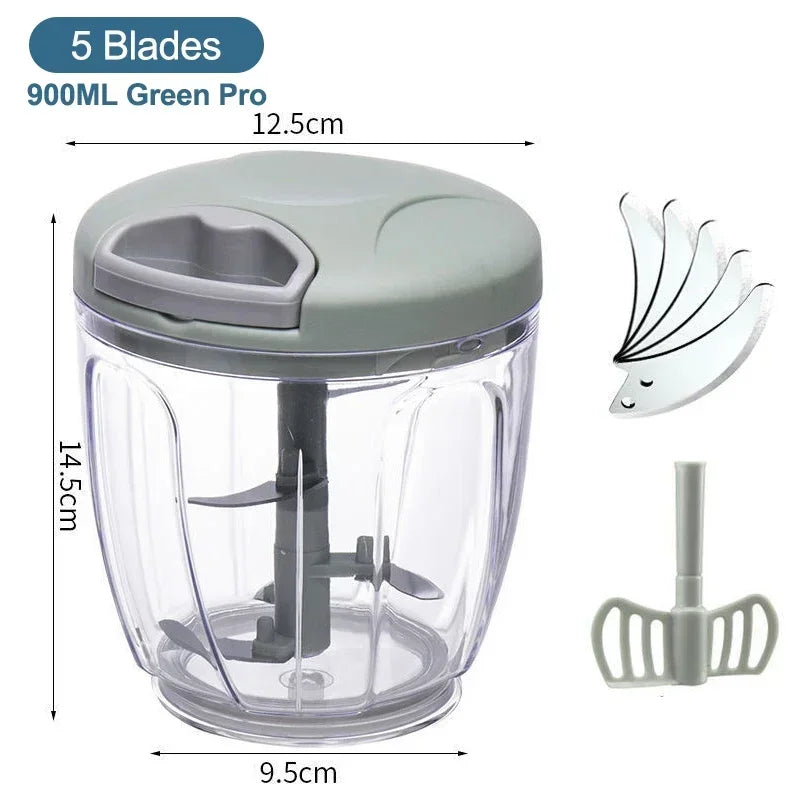 Manual Meat Mincer 500/900ML Garlic Chopper Kitchen Cooking Accessories Vegetable Onion Cutter Rotate Garlic Press Crusher.