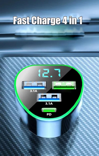 UYUXIO USB C Car Phone Charger Super Fast Charge in Car with LED Voltage Display for iPhone Samsung Huawei Oneplus Android Phone.