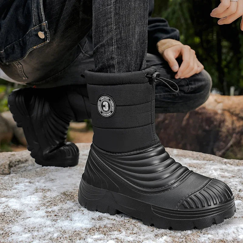 Men's Snow Boots Outdoor Comfortable Fleece-lined Warm Men's Outdoor Hiking Men's Shoes for Men Boots With Short Plush Men Boots.
