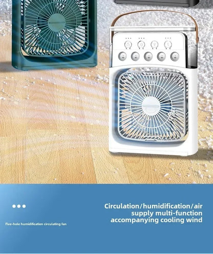 Portable Mini Fan 3 in 1 Cooler Home House LED USB Desk Bedroom Indoor Air Conditioner Humidifier Fans Summer Cool Living Room