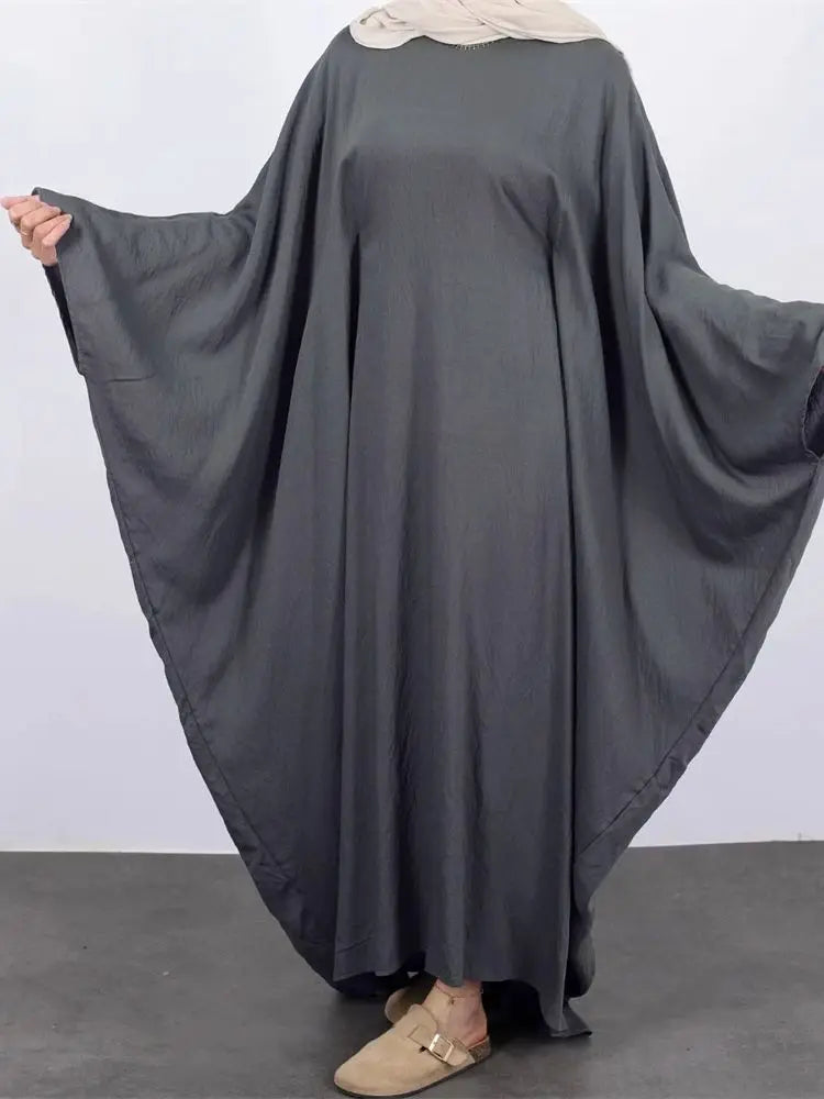 Ramadan Eid Soft Crepe Khimar Batwing Abaya Dubai Islam Muslim Modest African Dresses For Women Kaftan Kebaya Robe Femme Musulma