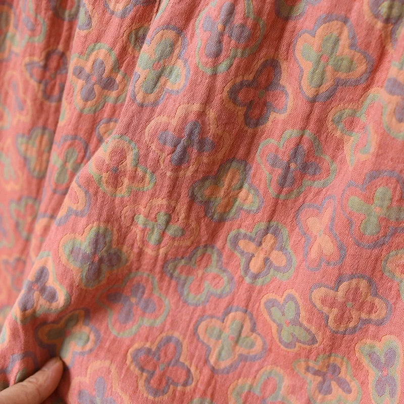 100% Cotton Crepe Homeclothes 2023 Autumn/Winter Women's Pajamas Suit Long-Sleeved Trousers 2-piece Yarn-Dyed Jacquard Pajamas