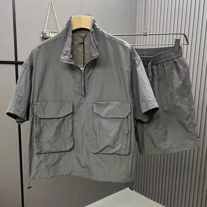 Casual Summer Sports Suit For Men Trendy Brand Short Sleeve Polo Shirt 2024 New Arrival Fashionable Mens Wear One Tower.