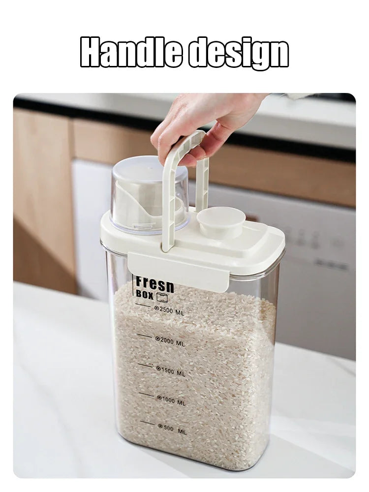 1600ml Rice Bucket Flour Container, Sealed Anti-Insect Storage Jar, Kitchen Grain Storage Box, Moisture-Proof Food Storage Bin.
