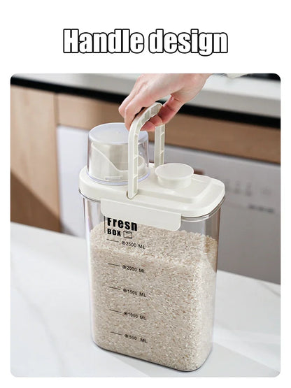 1600ml Rice Bucket Flour Container, Sealed Anti-Insect Storage Jar, Kitchen Grain Storage Box, Moisture-Proof Food Storage Bin.