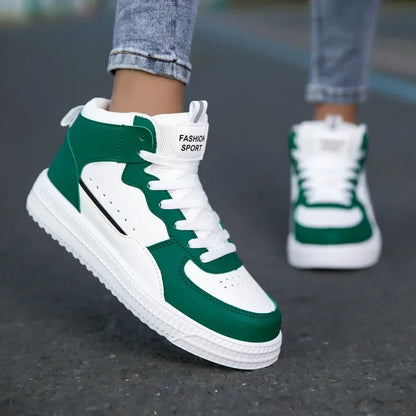 YRZL High Top Sneakers Unisex Waterproof Pu Leather Lightweight Sports Shoes Wear Resistant Tennis Shoes for Men Women.