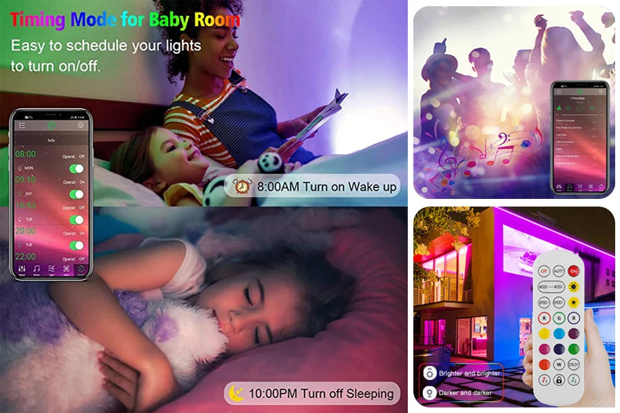 5050 LED-Streifen, 5 V, Eisband mit WLAN, Bluetooth-Fernbedienung für TV-Küche, 5 m, 10 M, Tura, LED-Leuchten für buntes Kinderzimmer.