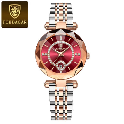 POEDAGAR Fashion Original Wristwatch For Woman Waterproof Stainless Steel Date Quartz Ladies Watch Luxury Casual Women's Watches