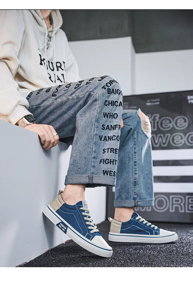 Atmungsaktive Herren-Skateschuhe aus Segeltuch mit weicher Sohle, lässige Turnschuhe, trendige, vielseitige, leichte, rutschfeste Slip-On-Sportschuhe, Größe 37–48.