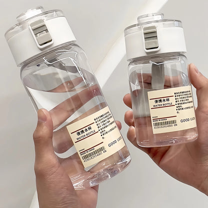 Kawaii Plastic Transparent Water Bottle Leakproof Simple Portable Outdoor Travel Office Water Bottle Juice Cup Beach Drinkware.
