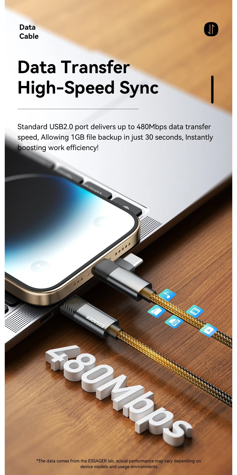 Essager 2-in-1 Right Angle Cable PD 65W 29W Fast Charging Elbow Data Cable For iPhone 15 14 13 MacBook Lenovo Asus Dell iPad Pro.