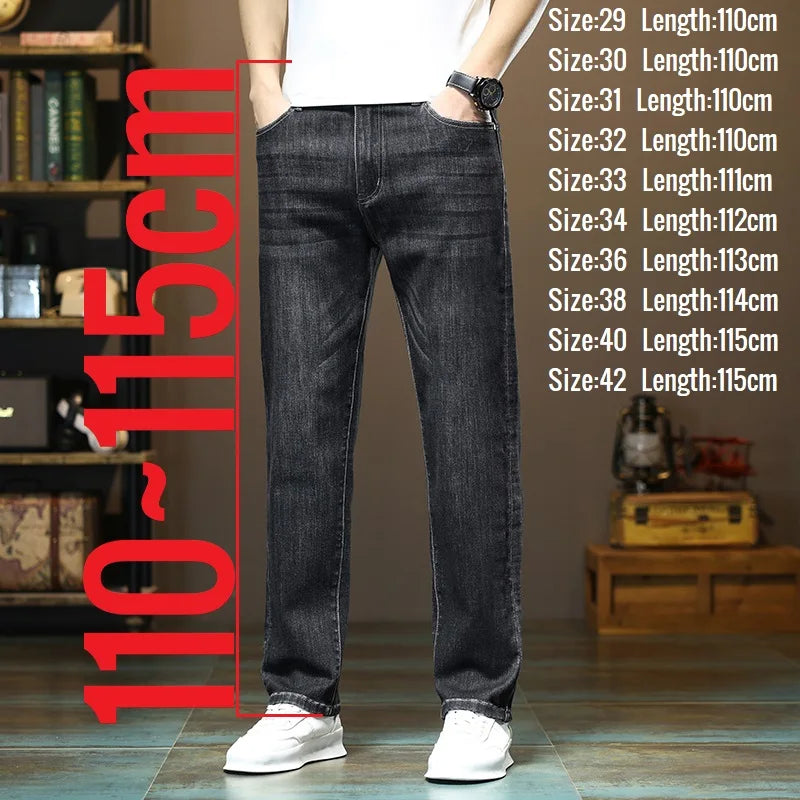 190 cm 200 cm hohe Jeans für Herren, gerade, normale Passform, Denim-Hose, männlich, Teeneeger, Stretch, extra lang, Länge 110, 115 cm, 120 cm, verlängert