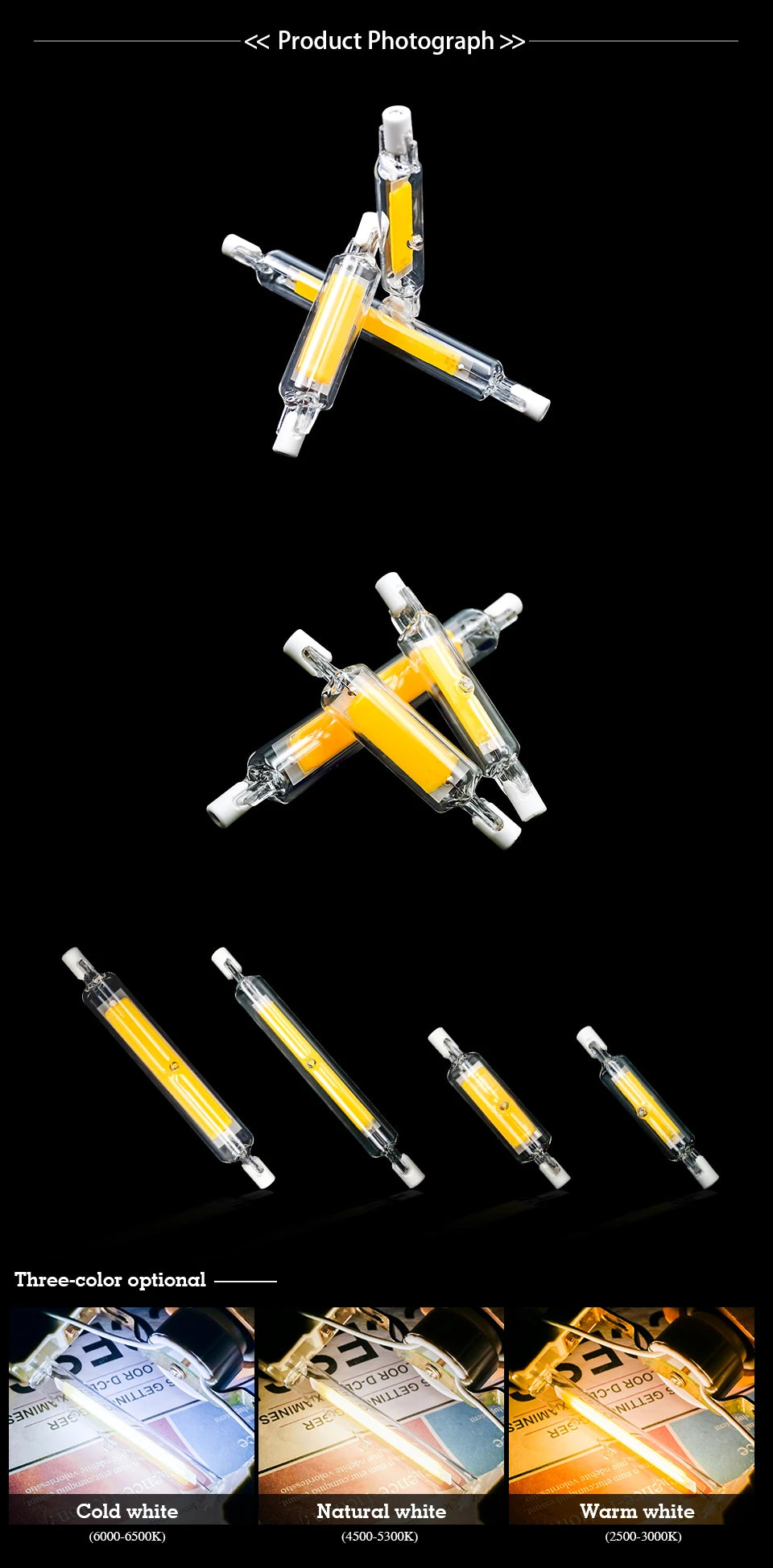 High Power LED R7S Glass Tube COB Bulb Ceramics 110V 220V 78MM 118MM R7s Corn Lamp 5W 10W 20W J78 J118 Replace Halogen Lampadas.